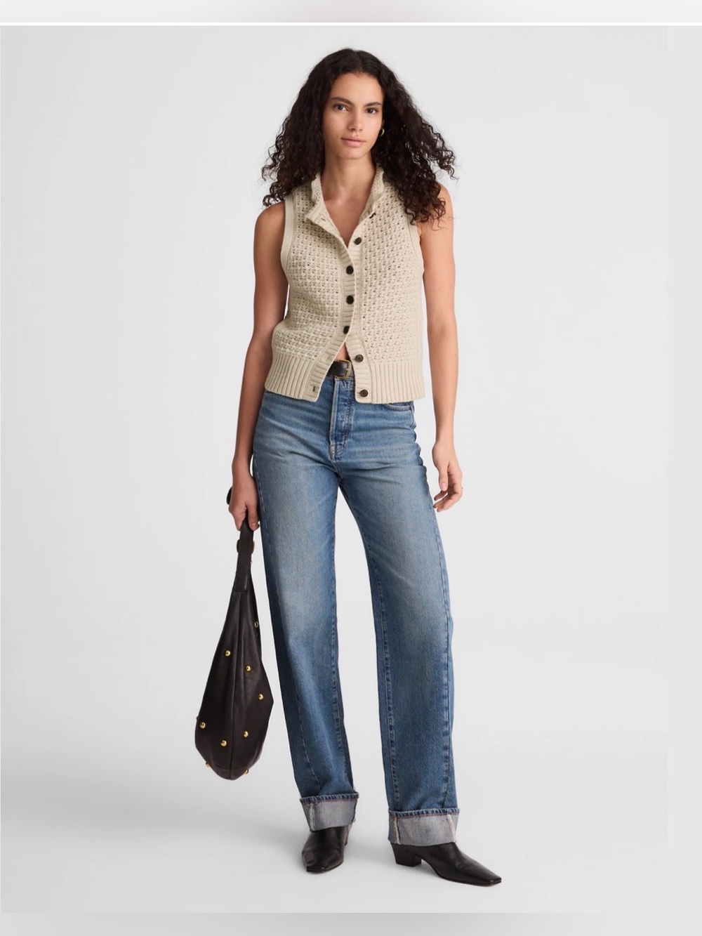 Madewell Ruffled Sleeveless Cardigan Top - size medium
